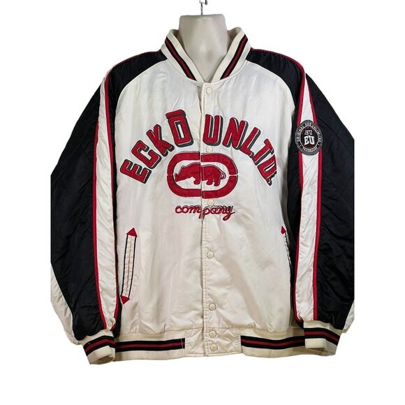 vtgY2K Ecko Unltd quilted sleeve poly satin bomber jacket‎ mens 3XL - Picture 6 of 7